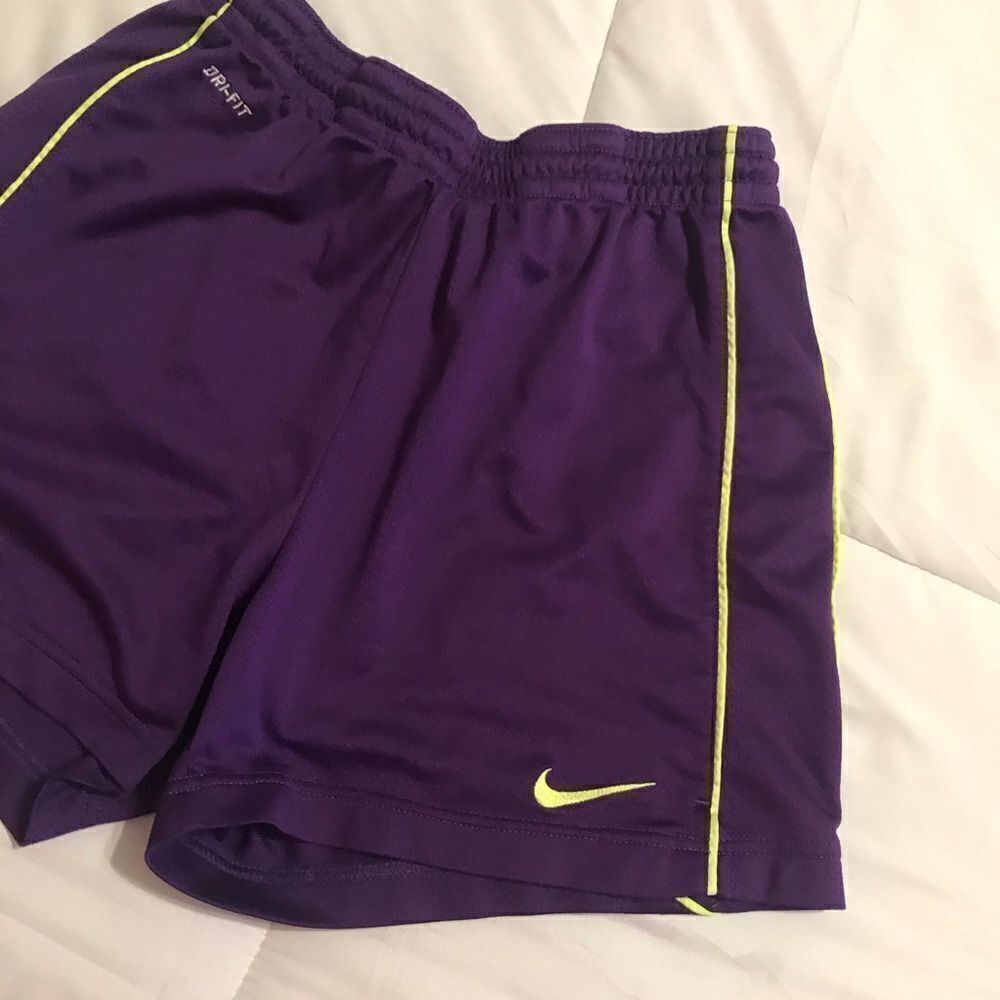 Nike Dri-Fit Shorts Purple/ Neon Green - Picture 2 of 7